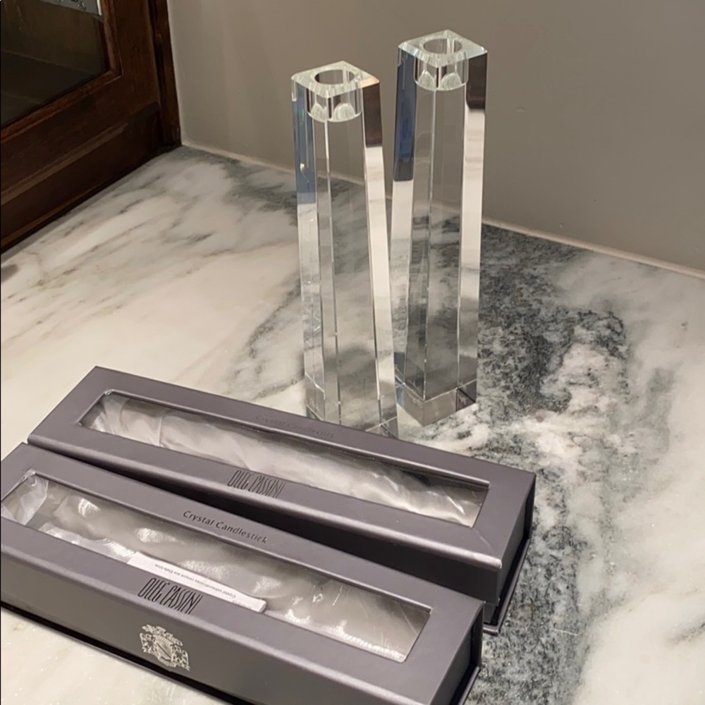 Oleg Cassini candle sticks pair crystal